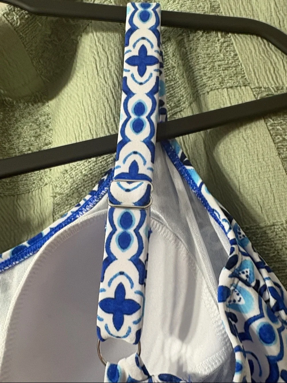 Woman’s  Blue Patterned Ruffle Tankini Swim Set - Picture 8 of 9